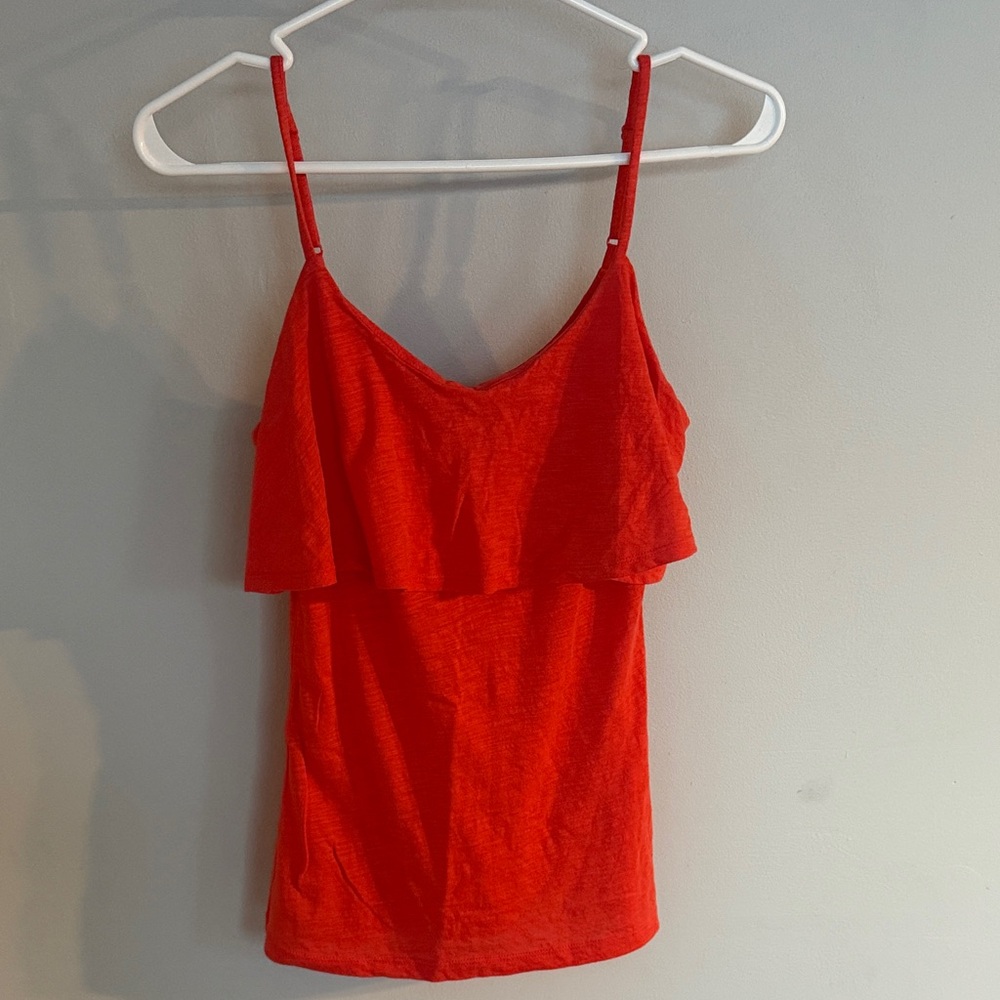 Decree Vibrant Red Camisole with Ruffle Detail